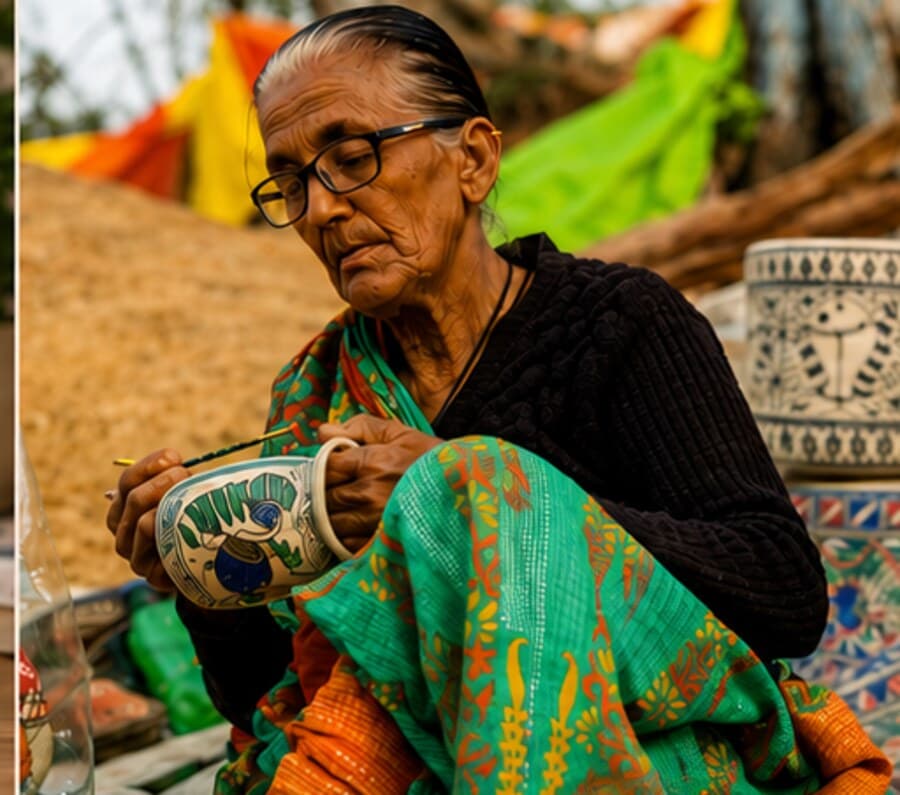 Ceremica artisan hand-painting a ceramic mug