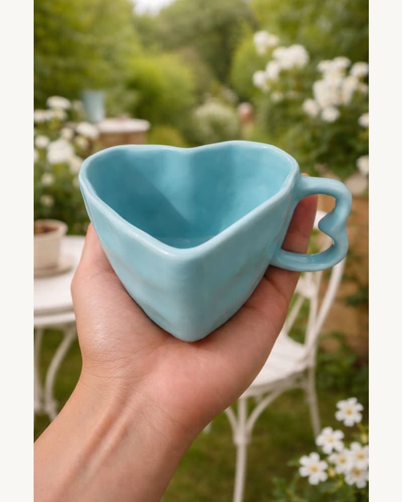 Blue Heart Shaped Mug | Blue Heart Mug | Heart Coffee Mug | Cute Heart Mug | Gift Mug | Pintresty Mug | Blue Heart | Heart Surprise Mug
