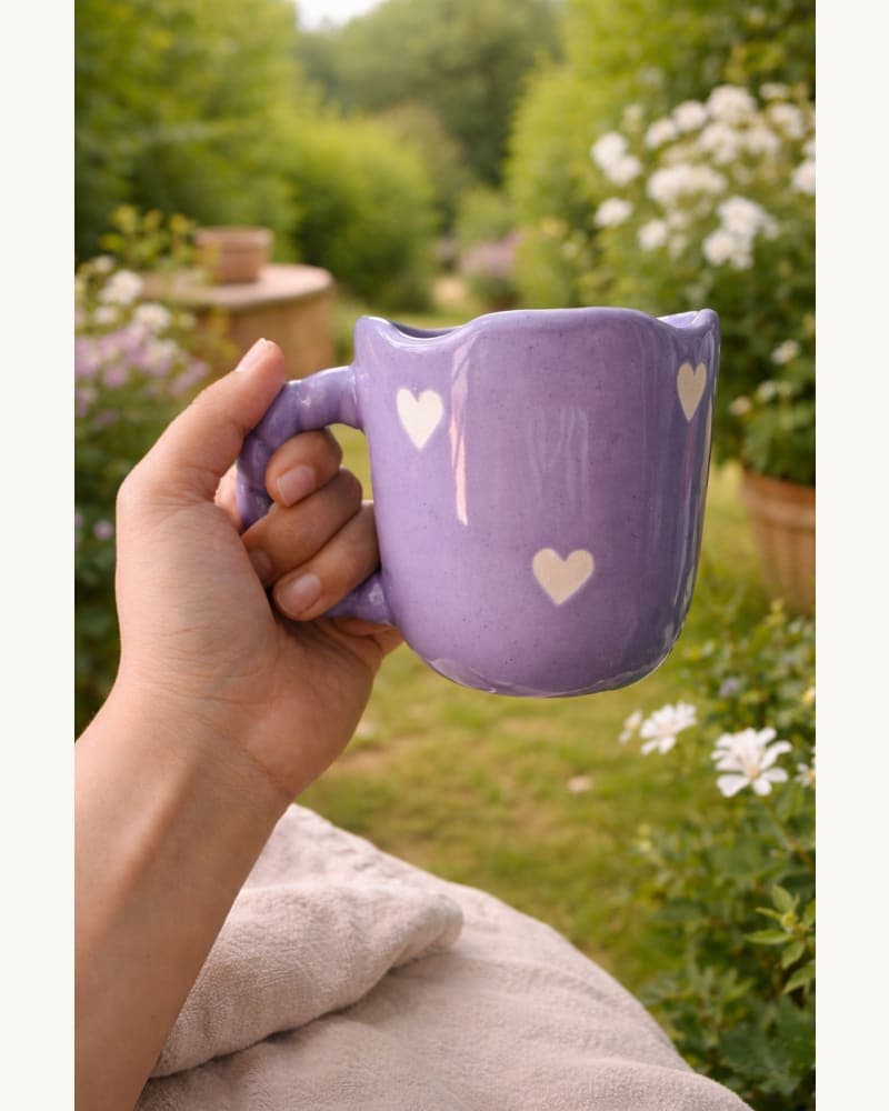 Lavender Heart Mug | Lavender Cup | Heart Coffee Mug | Gift Mug | Pintresty Mug | Handmade Mug | Heart Surprise Mug