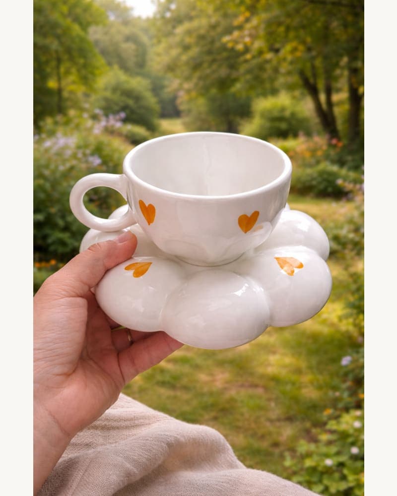 Heart White Mug & Saucer | Heart Cup | Heart Coffee Mug | Cute Heart Mug | Gift Mug | Pintresty Mug | Handmade Mug | Heart Surprise Mug | White Heart Mug |Heart Mug & Saucer | Mug & Saucer