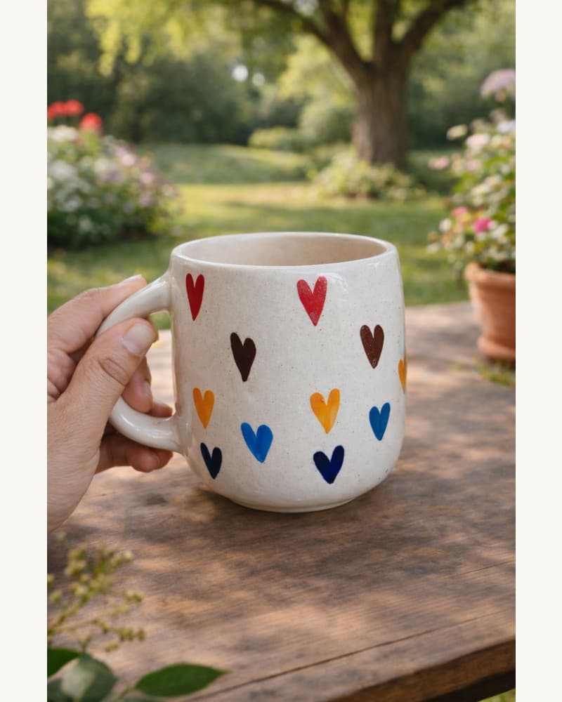 Multicolor Heart Mug | Heart Cup | Heart Coffee Mug | Cute Heart Mug | Gift Mug | Pintresty Mug | Handmade Mug | Heart Surprise Mug