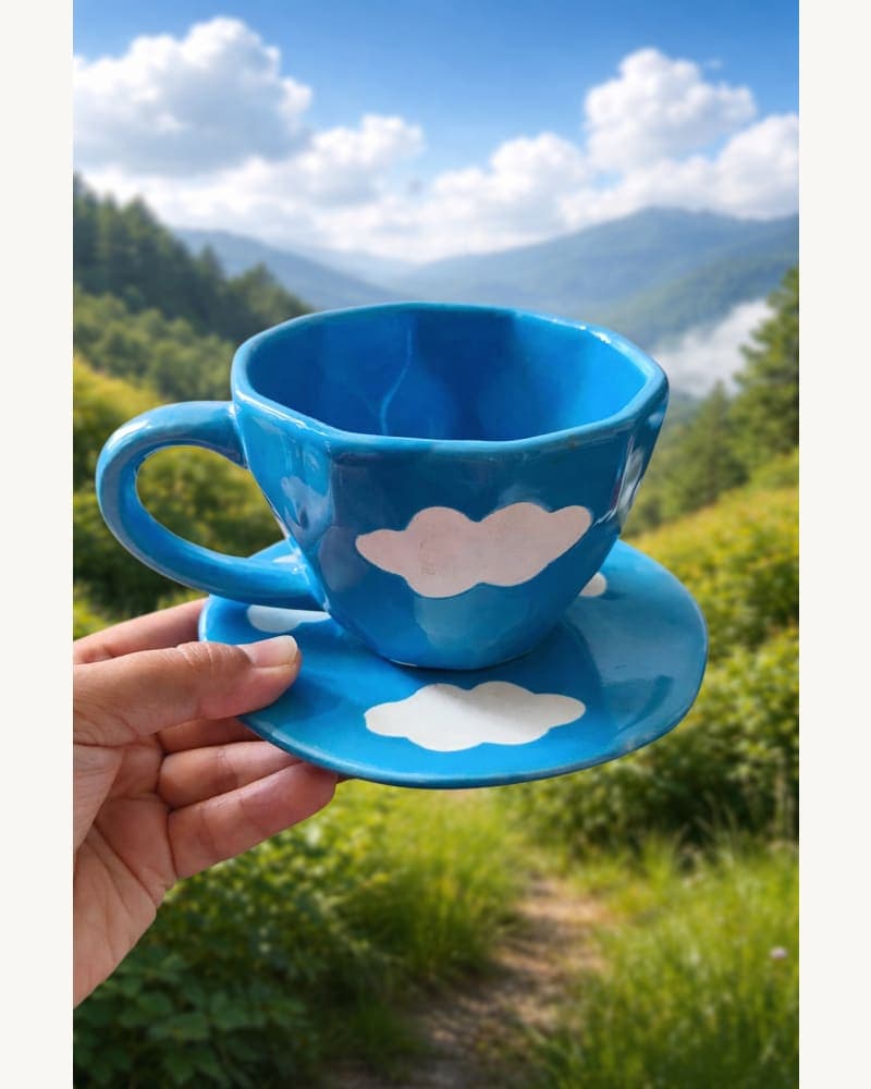 Cloud Mug & Saucer | Diamond Cup | Cloud Coffee Mug | Cute Cloud Mug | Gift Mug | Pintresty Mug | Handmade Mug | Cloud Surprise Mug | White Cloud Mug & Saucer | Mug & Saucer